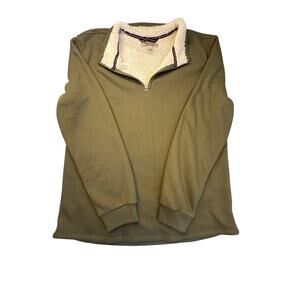 BC Clothing Pullover, Waffle Sherpa Lined 1/4 Zip, Olive Green, Gorpcore Outdoor